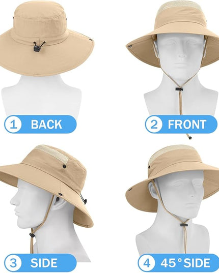 3 Pack Mens Boonie Sun Hat UV Protection Outdoor Bucket Fishing Hat for Hiking Safari & Gardening