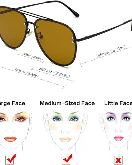 Trendy Oversized Aviator Sunglasses Womens, Retro Cute Big Shades Women's Fashion Sun Glasses UV Protection VF2203
