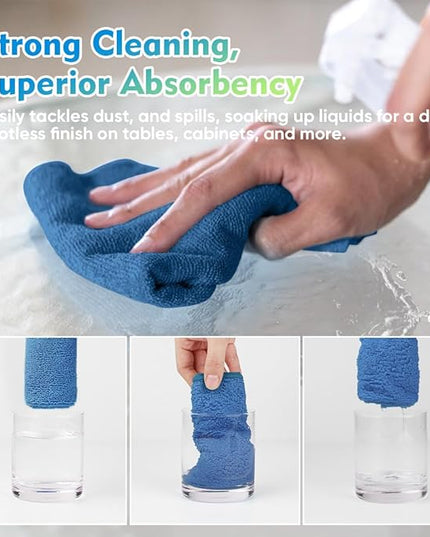 HOMEXCEL Lake Green Microfiber Cleaning Cloth 12 Pack 12.5 x 12.5 inch Microfiber Towels for Cars Ultra Absorbent Car Washing Cloth Lint Free Streak Free Cleaning Rags for Car, Kitchen Window