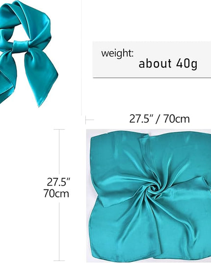 CHUNG Women's Square Satin Scarf 27.5" Bandanas Solid 50s Retro Neck Scarves Emulation Silk Handbag Hair Ribbons Necktie