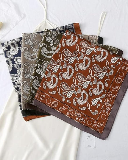 MINIDORA Satin Scarves for Women 27.5 × 27.5 inches Medium Square Elegant Silk Feeling Head Scarf