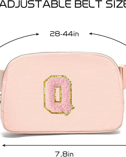 Gitus 6 7 8 9 10 Year Old Girl Gifts Belt Bag Fanny Pack Crossbody Bags with Initial Letter Patch Things for Teen Girls Easter Gifts for Girls Travel Essentials（Coral Pink-Q）