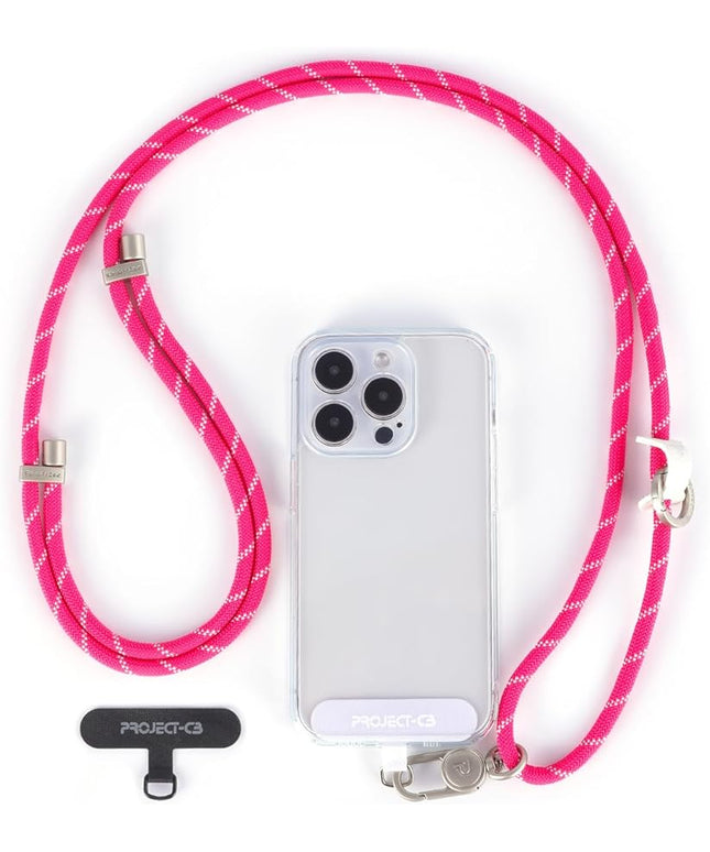 project-cb Cell Phone Lanyard 1,Phone Tether Tab 2,Crossbody Strap,Lanyards for Around the Neck,Adjustable Strap 80-160cm (Magenta-S)