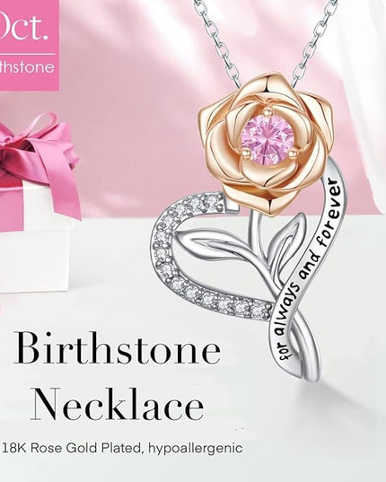 LAVALE Heart Birthstone Necklace for Women, Ideal Anniversary Birthday Gifts for Women Wife Girlfriend Her, Amazing Valentine's day Gift for Mom Women