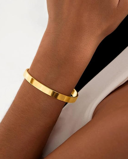 18K Gold Plated Bracelets for Women Dainty Gold Bangle Cuff Bracelets Non Tarnish Love Friendship Jewelry Gifts
