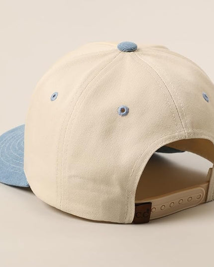 MIRMARU Two-Tone Vintage Canvas Trucker Hats for Men & Women, Adjustable Size Baseball Caps with Trendy Embroidered Design