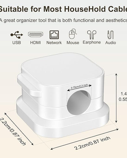 6 Pack Magnetic Cable Clips, Cord Organizer Holder with Strong Adhesive, Desk Cable Management for Home Office Car Desktop Nightstand, Adjustable Wire Keeper, White
