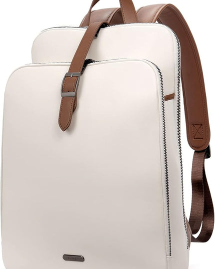 CLUCI Leather Backpack for Women, 15.6 inch Laptop Bag, Large Genuine Work Backpack Travel Back