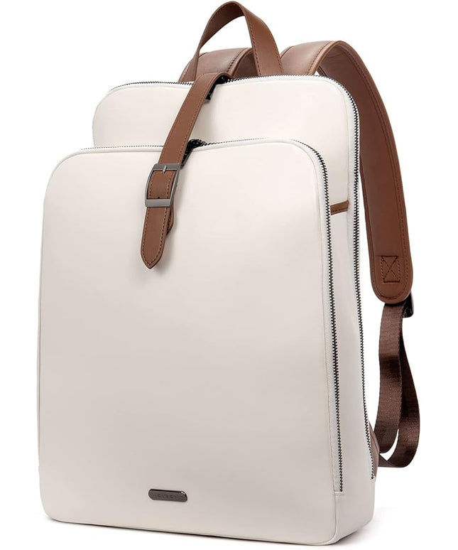 CLUCI Leather Backpack for Women, 15.6 inch Laptop Bag, Large Genuine Work Backpack Travel Back