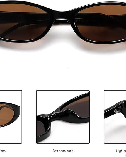 Retro Oval Sunglasses for Women 2026 90s Small Chic Cat Eye Sun Glasses Sunnies Lightweight Shades