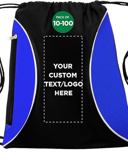 DISCOUNT PROMOS Custom Non-Woven Drawstring Backpacks Set of 10/50/100, Personalized Bulk Pack