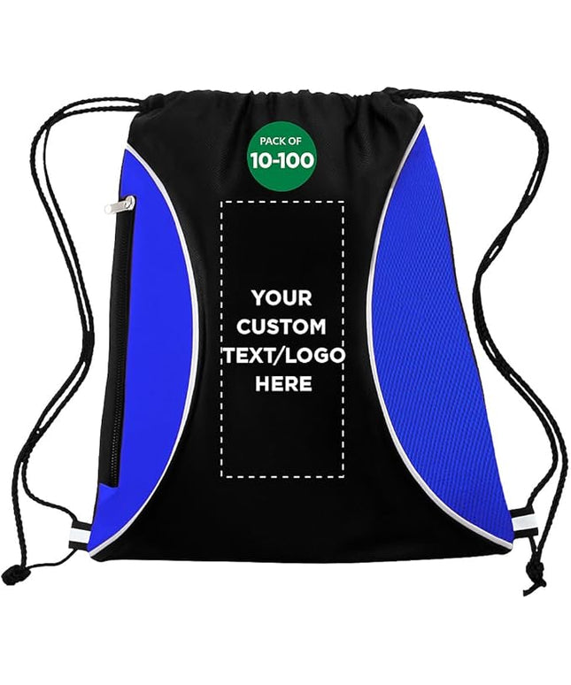 DISCOUNT PROMOS Custom Non-Woven Drawstring Backpacks Set of 10/50/100, Personalized Bulk Pack
