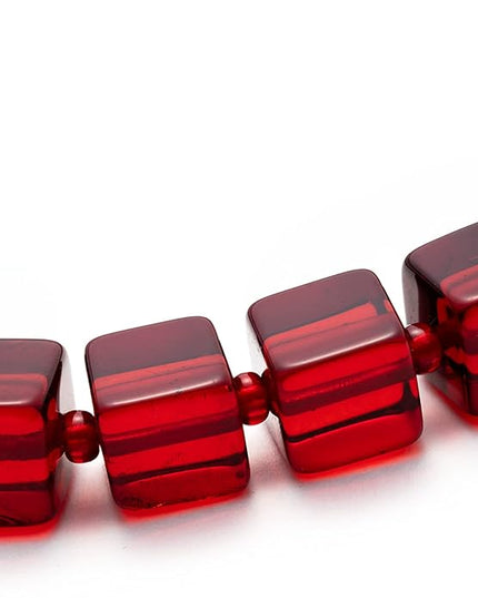 Natural Baltic Amber Bracelet for Women and Men – Stretch Wristband with Polished Cube Beads, Lightweight Unisex Jewelry Gift for Daily and Casual Wear