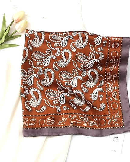 MINIDORA Satin Scarves for Women 27.5 × 27.5 inches Medium Square Elegant Silk Feeling Head Scarf