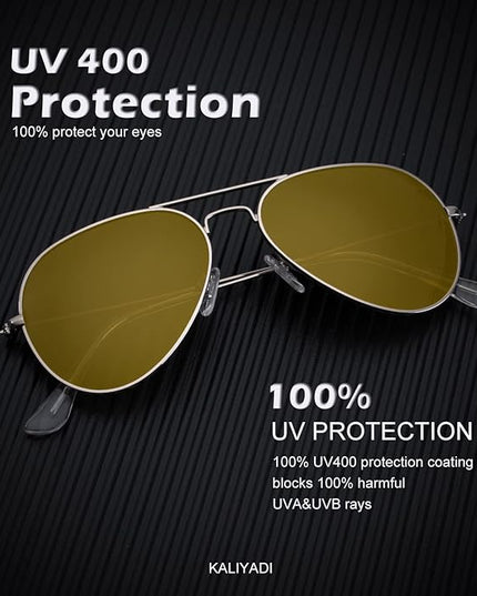 KALIYADI Classic Aviator Sunglasses for Men Women Driving Sun glasses Polarized Lens UV Blocking