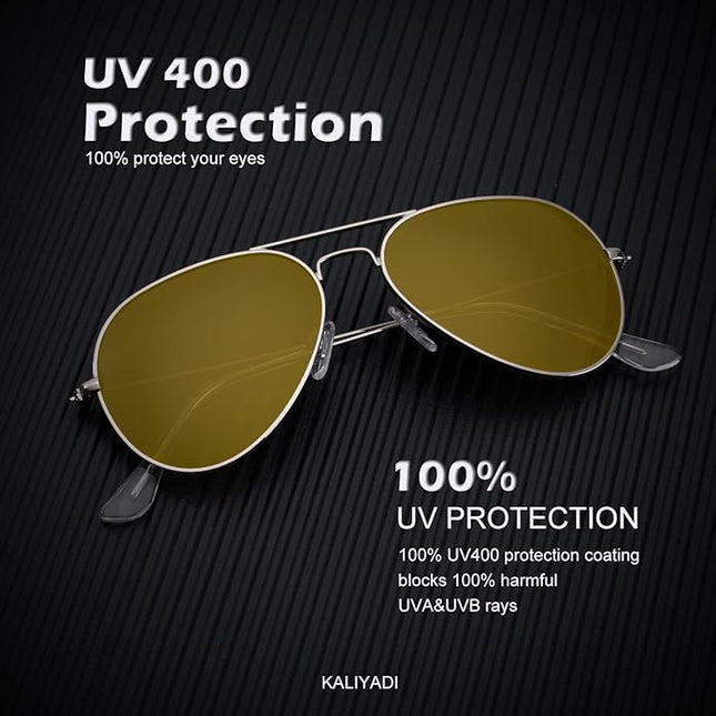 KALIYADI Classic Aviator Sunglasses for Men Women Driving Sun glasses Polarized Lens UV Blocking