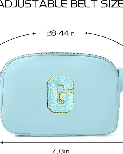 Gitus Gifts for 8 9 10 11 12 Year Old Girls Belt Bag Fanny Pack Crossbody Bags with Initial Letter Patch Cute Stuff Birthday Gifts for Teen Girls Women Personalized Trend Stuff (Icing Blue-G)