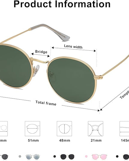 SOJOS Small Round Polarized Sunglasses for Women Men Classic Vintage Retro Shades UV400 SJ1014