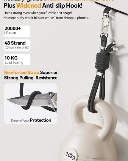 4-IN-1 Phone Lanyard + Wrist Strap, 2PCS Adjustable Length Cell Phone Lanyard with 2 Tether Tabs for iPhone,Smartphones