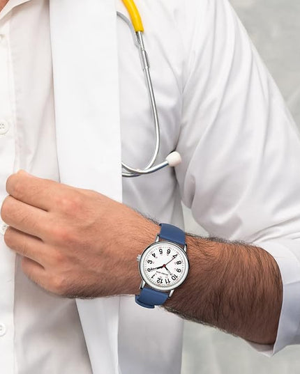 GOLDEN HOUR Waterproof Nurse Watch for Medical Professionals, Students Women Men - Military Time Luminouse Easy Read Dial, 24 Hour with Second Hand, Colorful Silicone Band