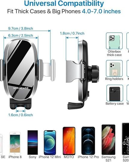 Miracase Cup Phone Holder for Car, [Upgraded Version] Adjustable Long Neck Car Cup Holder Phone Mount Cradle Friendly Compatible with iPhone Samsung Google and All Smartphones, Silver