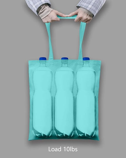 TOPDesign 6-Pack Economical 16"x15" Aqua Blue Cotton Tote Bags, Lightweight Medium Reusable Grocery Shopping Cloth Bags, Suitable for DIY, Advertising, Promotion, Gift, Activity