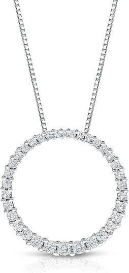 Diamond Wish 1/6 to 1 Carat Diamond Circle of Life Round Pendant Necklace for Women in 14k Gold (I1-I2, cttw) on 18 Inch Long Chain with Spring Ring Clasp