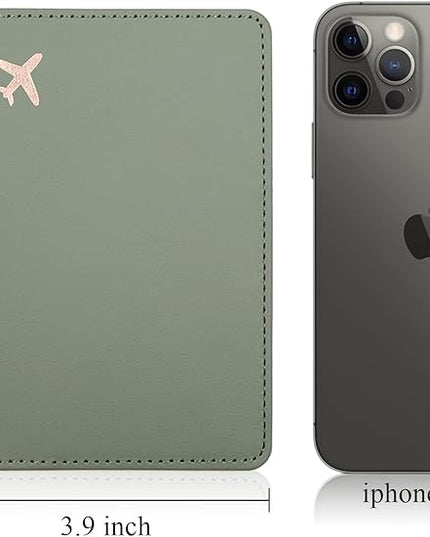 Deziliao Passport Holder,Passport Holder Card Slots, Passport and Vaccine Card Holder Combo, Cute Passport cover for Women and Men, with Waterproof Rfid Blocking, Passport Travel Wallet(Moss green)