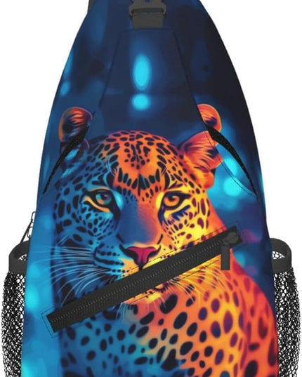 Animal Face Sling Bag Crossbody Bags Chest Bag Backpack for Travel Running and Hiking for Men Women Colorful Leopard