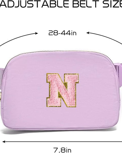 Gitus Initial Belt Bag Fanny Pack Crossbody Bag for Girls Birthday Gifts Age 8-10 Teen Girl Gifts Trend Stuff Personalized Letter Gifts for Daughter Sister (Lavender-N)
