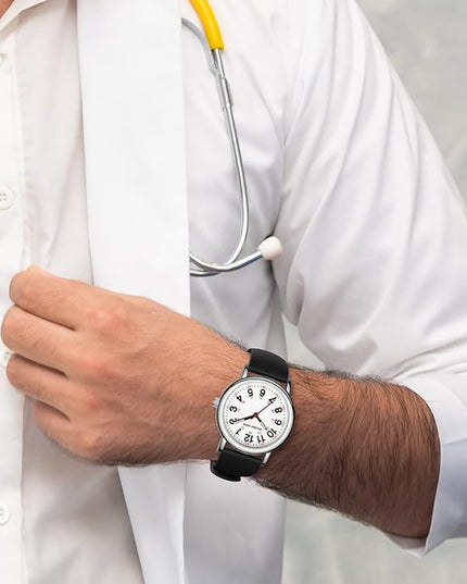 GOLDEN HOUR Waterproof Nurse Watch for Medical Professionals, Students Women Men - Military Time Luminouse Easy Read Dial, 24 Hour with Second Hand, Colorful Silicone Band
