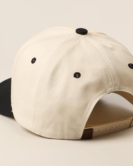 MIRMARU Two-Tone Vintage Canvas Trucker Hats for Men & Women, Adjustable Size Baseball Caps with Trendy Embroidered Design