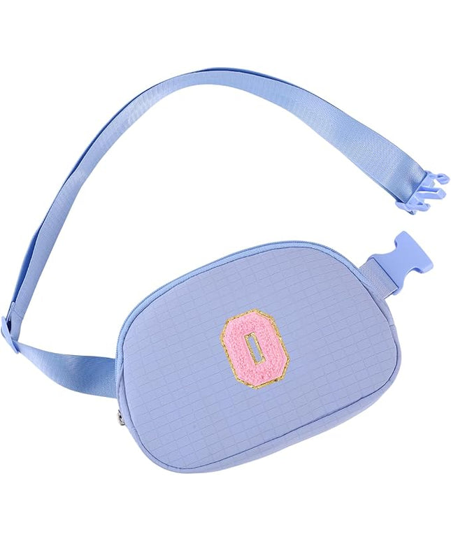Glratn Initial Letter Fanny Pack for Girls,Patch Belt Bag,Toddler Crossbody Bags，Gifts for 3 4 5 6 7 8 9 10 11 12 Year Old Teens Kids,Christmas Graduation Gifts for Teen Girls .(Blue-O)