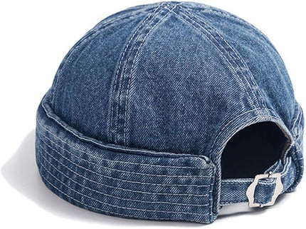 Croogo Denim Docker Hat Fashion Brimless Beanie Hat Retro Worker Skull Cap Rolled Cuff Sailor Cap Hip Hop Dancing Watch Cap