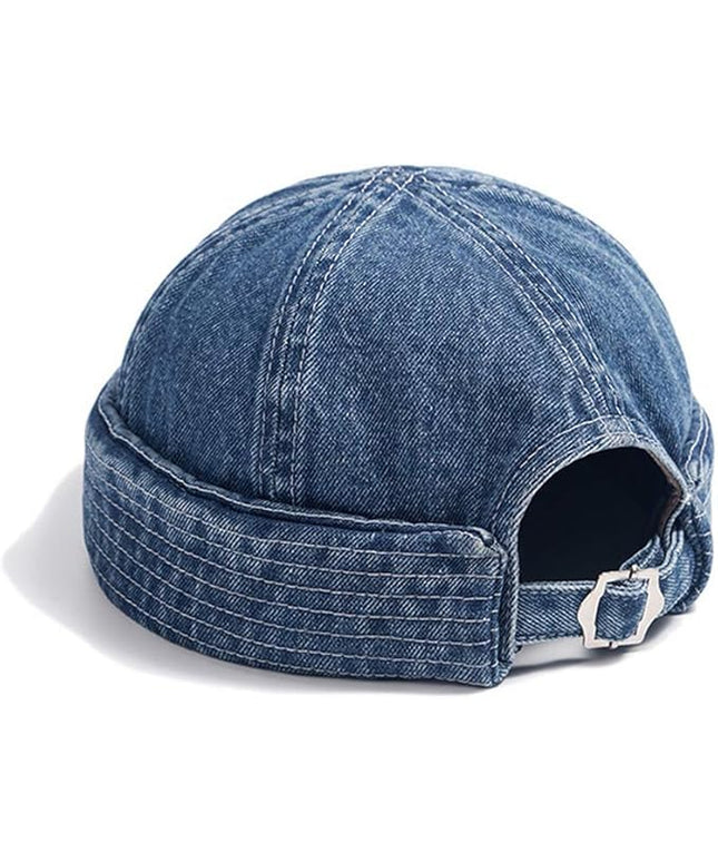 Croogo Denim Docker Hat Fashion Brimless Beanie Hat Retro Worker Skull Cap Rolled Cuff Sailor Cap Hip Hop Dancing Watch Cap