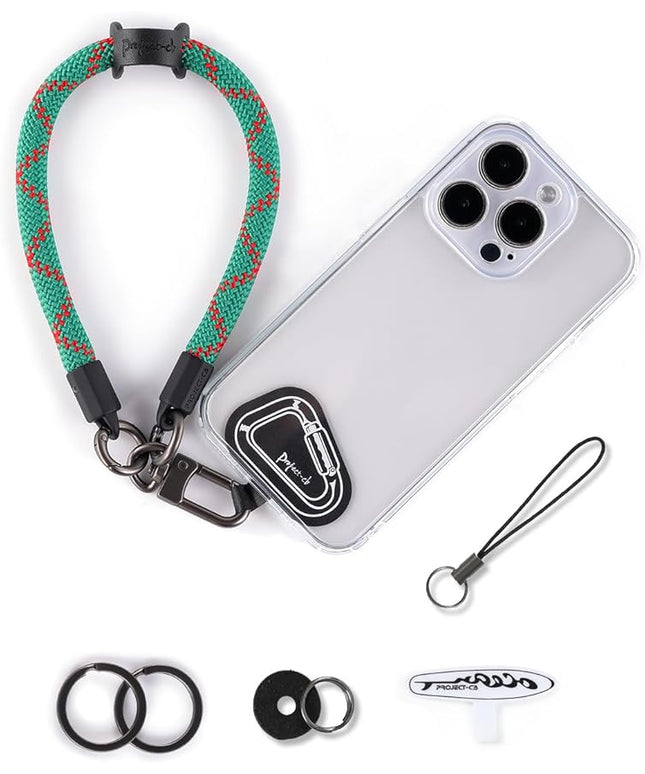 project-cb Hand Wrist Phone Strap,Phone Lanyard Patch ×2,Cell Phone Case Holder,Wristlet Strap for Key,AirPods,Camera (Holiday Green, 15.7inch)
