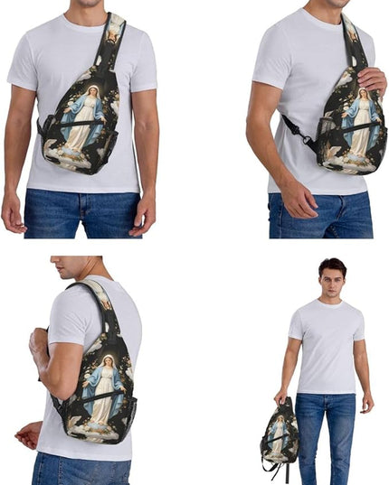 Our Lady of Guadalupe Sling Bag Crossbody Bags Clovers Chest Bag for Travel Hiking for Men Women Virgin Marys 8