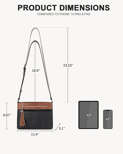 BOSTANTEN Crossbody Purses for Women Medium Shoulder Bag Quilted Handbags with Zipper Pocket