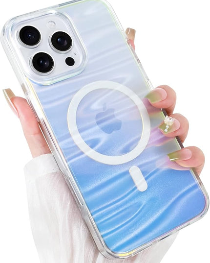 Cute Case for iPhone 16 Pro Max Case for Women Girls [ Compatible with Magsafe ] Clear Glitter Girly Aesthetic Rainbow Sparkly Bling Magnetic Phone Cover, Iridescent Milky Way