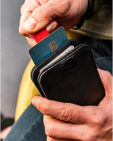 Distil Union Wally 5.0 RFID Wallet - No ID Window - Slim Bifold Wallet for Men with Money Clip, Premium Leather – Minimalist RFID Card Holder - Holds 14 Cards & 30 Bills - Black