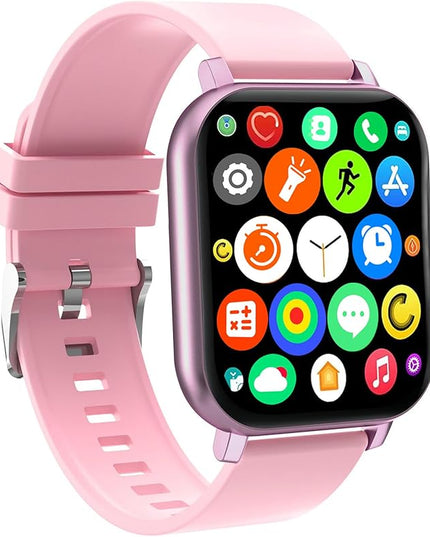 Smart Watch, 1.83" Upgraded Full Touchscreen Smart Watch for Android iPhones with Heart Rate Blood Pressure Monitor, Multiple Sports Fitness Tracker with Smart Watches for Women Men (Pink)
