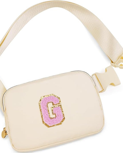 Uygafly Belt Bag Fanny Pack Crossbody Bags with Initials Letter Patch Cute Stuff Birthday Gifts for Teenager Girls Trendy Stuff for Teens | Khaki,G