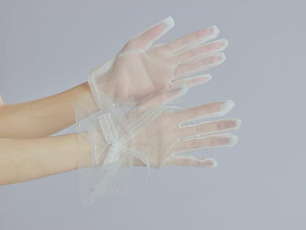 Sahabowi Satin Gloves Formal Bridal Banquet Party Wedding Opera Solid Colorful Mitten For Women