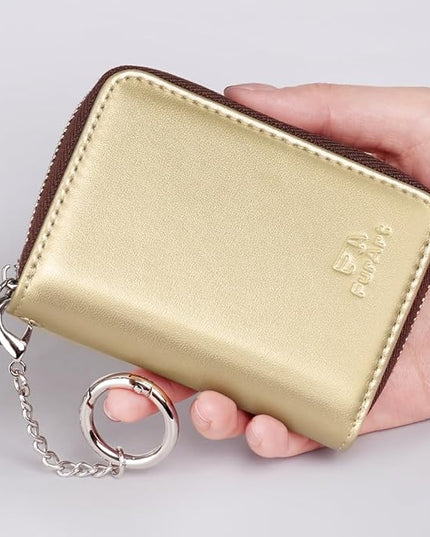 FurArt Zipper Wallet Women, RFID Blocking Credit Card Wallet, Business Card Holder, Compact Size KeyChain Wallet