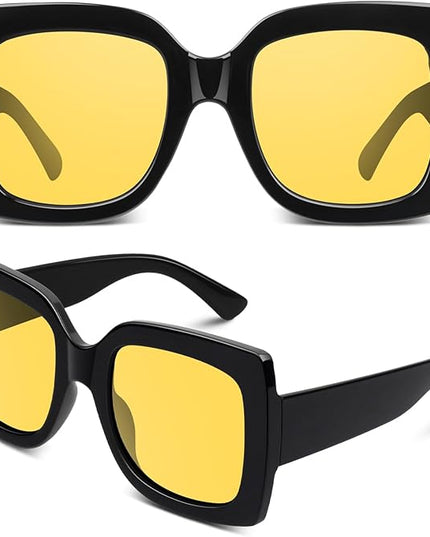 GQUEEN Oversized Square Frame Sunglasses Womens Retro Vintage Trendy Shades,S904