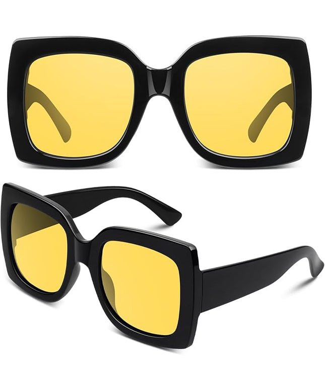 GQUEEN Oversized Square Frame Sunglasses Womens Retro Vintage Trendy Shades,S904