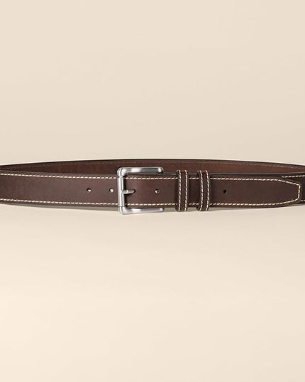 Amazon Essentials mens Stitched Edge Leather Belt