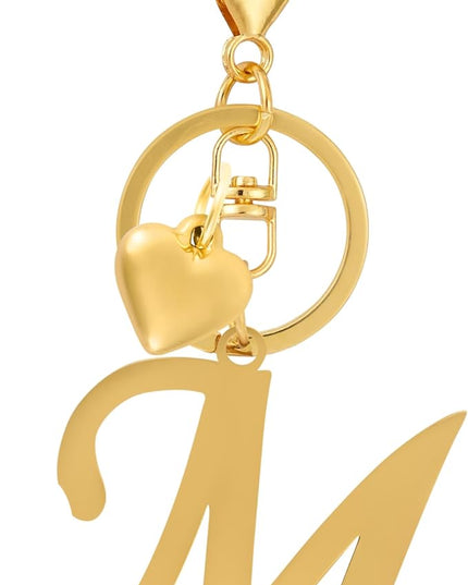 A-Z Heart Initial Letter Keychain, Stainless Steel Alphabet Charm for Handbags, Gift for Women and Girls
