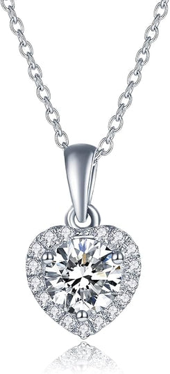 IMOLOVE Moissanite Solitaire Pendant Necklaces for Women Sterling Silver with 18K White Gold Plated 1-3 Carat D Color VVS1 Clarity Mossanite Jewelry for Women