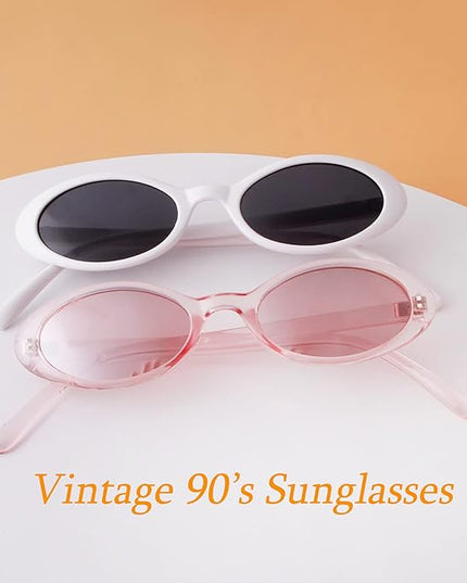 VIA LEECA Trendy Oval Sunglasses Women 90’s Vintage Sun Glasses Fashion Tinted Glasses UV400 Protection